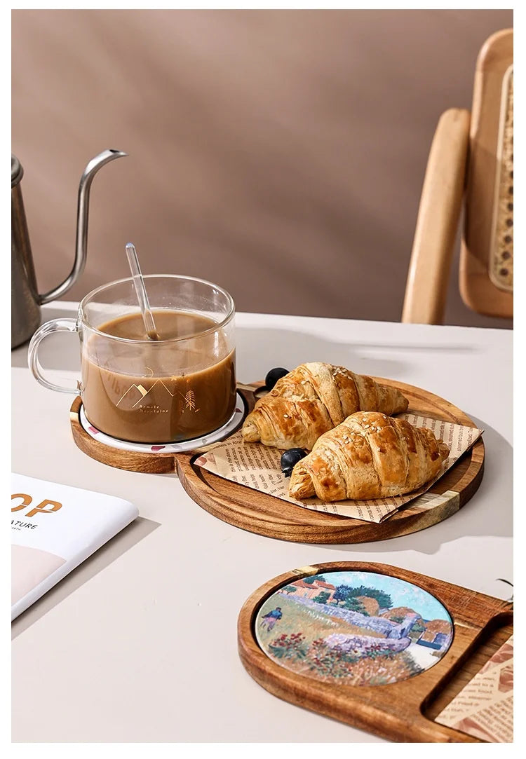 Bread cutlery wooden tray retro pastry dessert afternoon tea snack  tea tray suitable for home kitchen decoration accessories