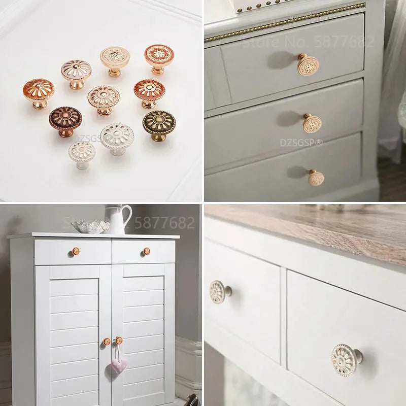 Retro Red Bronze Kitchen Cabinet Knobs Cupboard Door Zinc Alloy Handles Vintage Wardrobe Furniture Handle Drawer Pulls