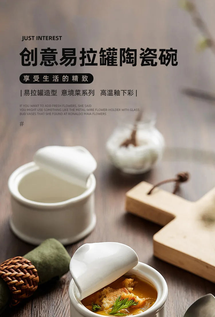 Creative can, ceramic tableware, dessert bowl, hotel restaurant features small stew cup, saucer plate, pudding baking bowl