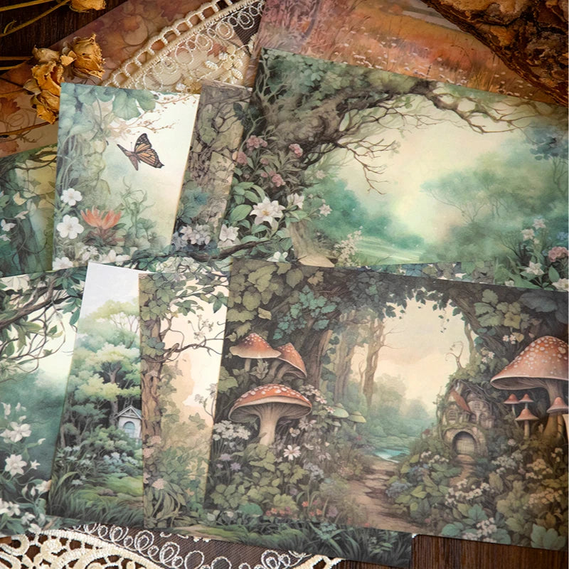 32pcs/pack Forest Landscape Material Paper Scrapbooking Junk Journal Creative Stationery DIY Deco Journal Stationery Supplies