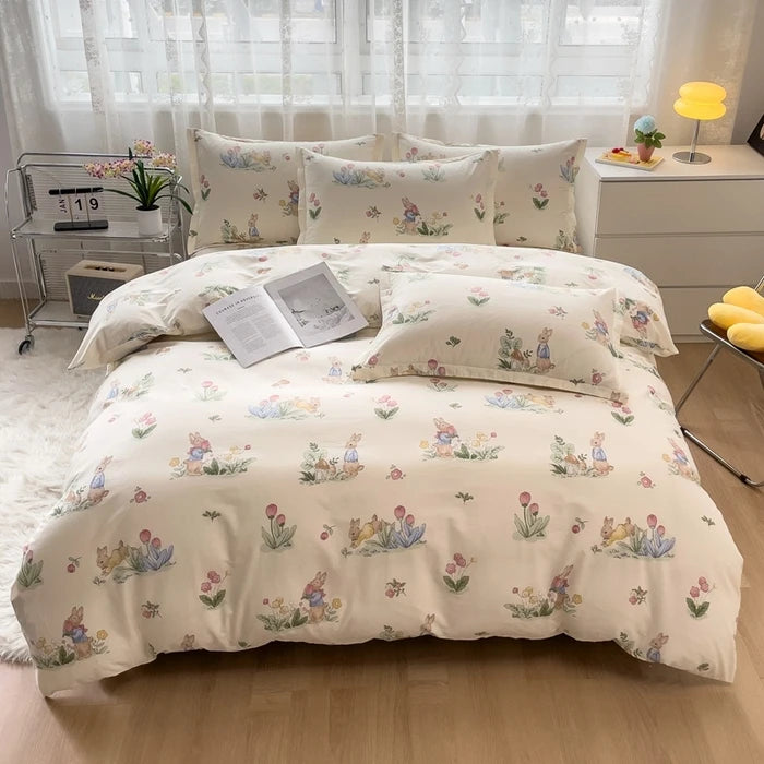 Colorful Polka Dot Cotton Duvet Cover Set with Zipper Cute Bear Bedding Sets for Men & Women, Luxury Reversible Comforter Covers