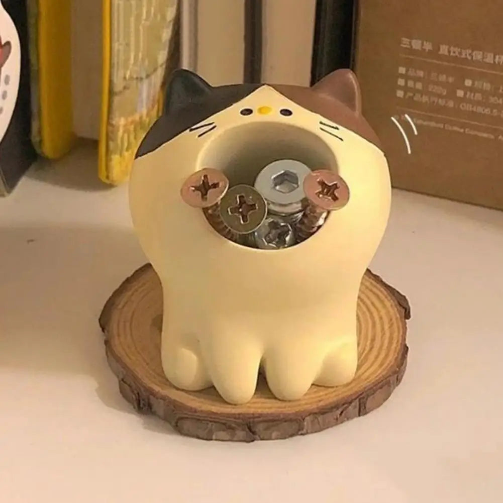 Pen Holder Resin Holder Desktop Organizer Stand for Students Mini Cat Dog Pen Stand