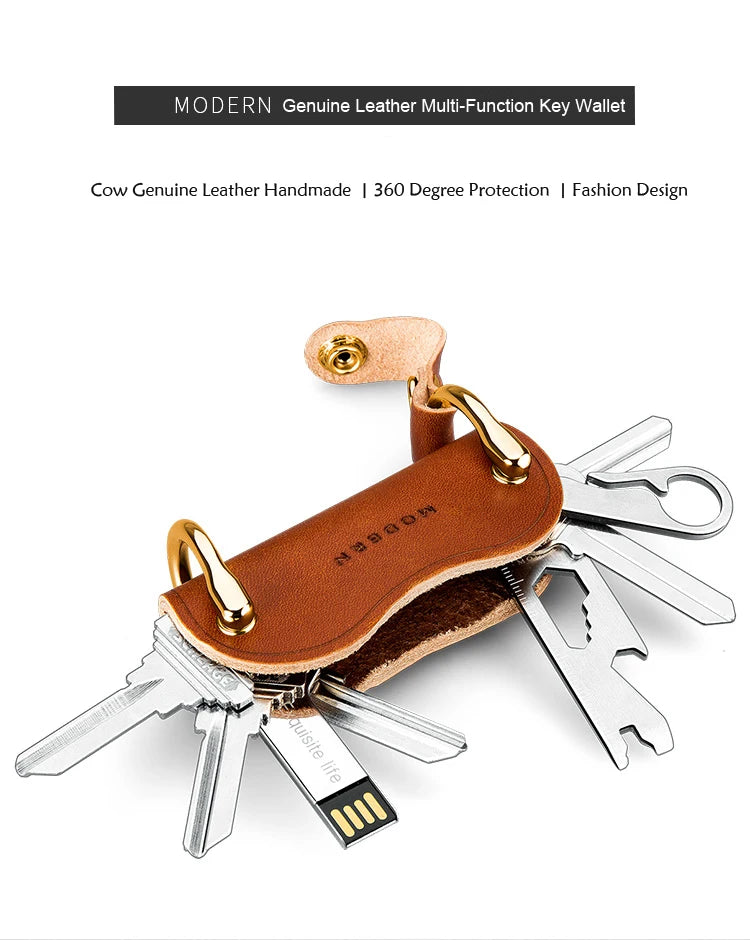 Brand New 100% Genuine Leather Smart Key Organizer Holder Key Chain Key Wallet Creative Travel Man Woman Gift