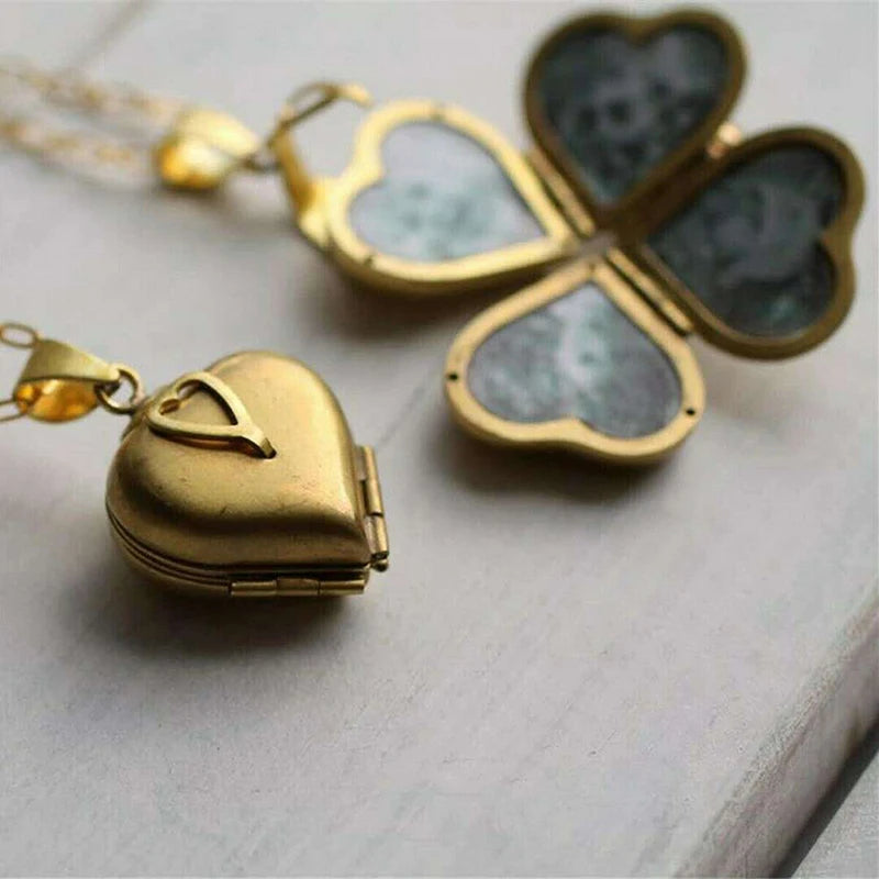 Diy Hand-made Jewelry Accessories Retro Three-dimensional Heart-like Four-leaf Clover Multilayer Photo Box Photo Frame Pendant