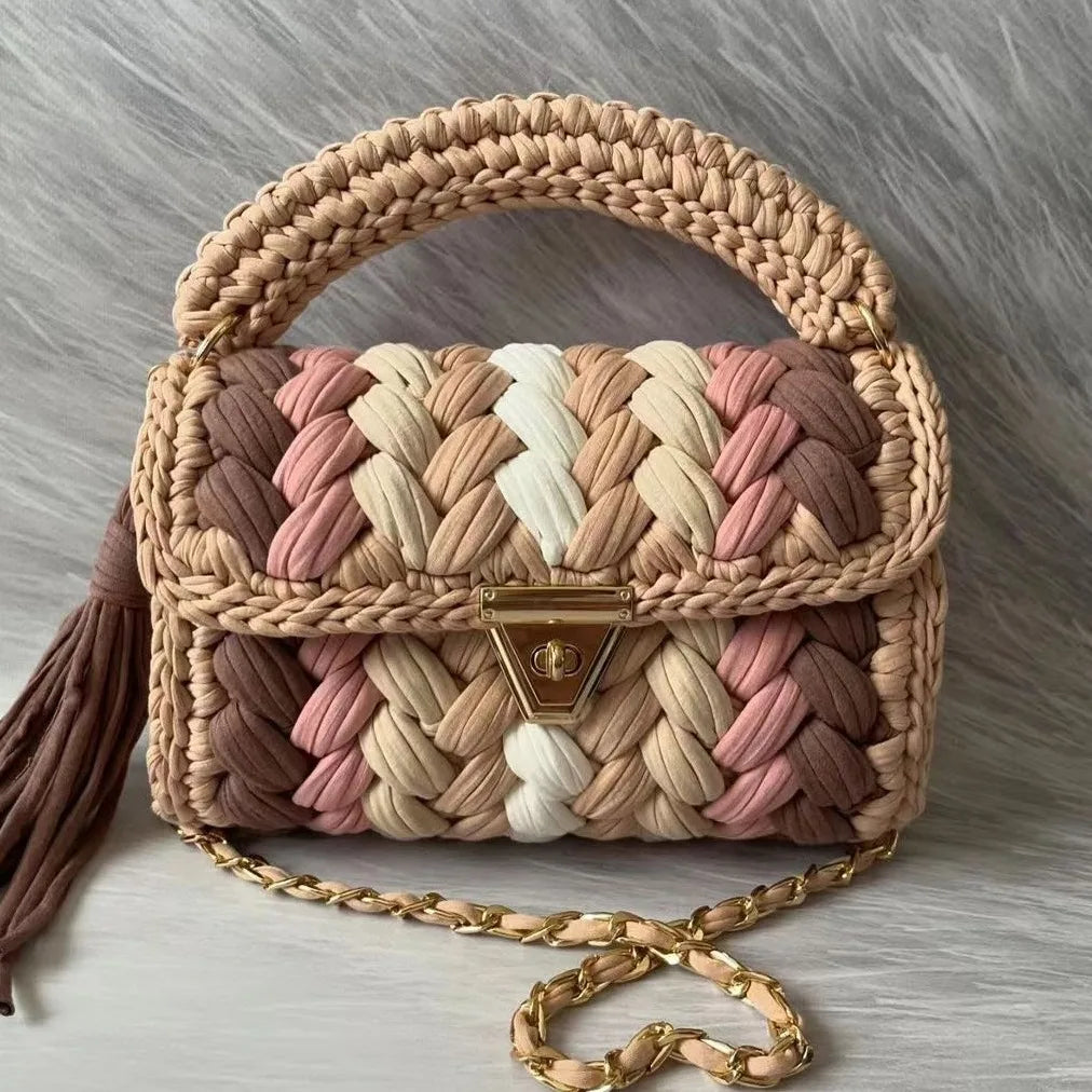 Women's Bag Hot Selling Shoulder Bag Handmade Crochet Bag with Contrasting Woven Bag Luxury Designer Handbag Bags for Women