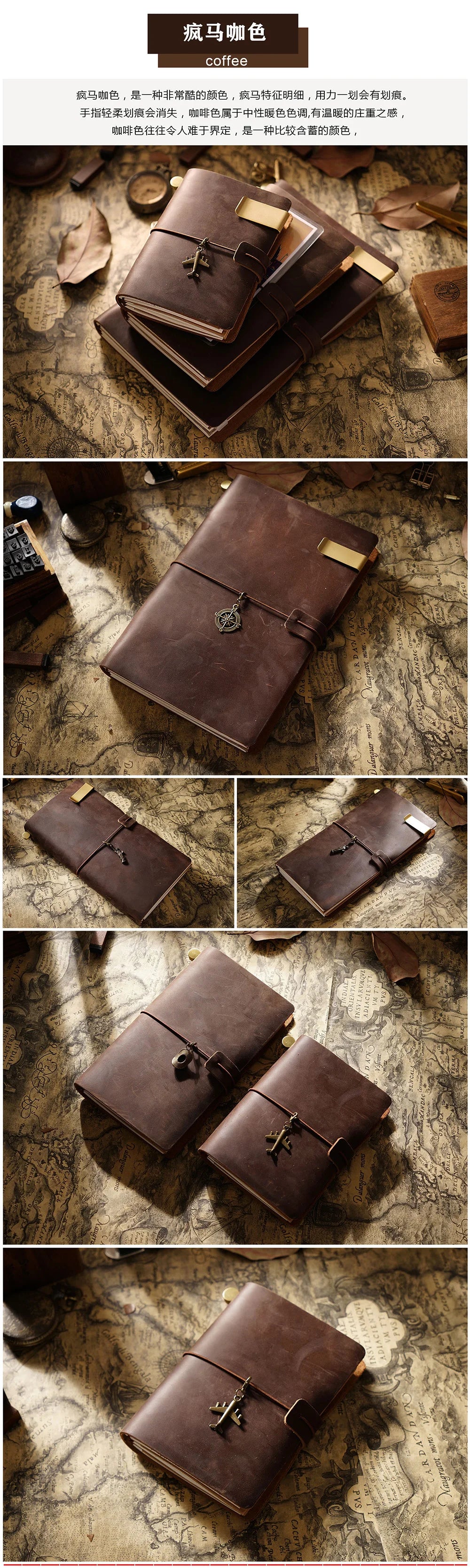 Moterm Hot Sale 100% Genuine Leather Notebook Handmade Vintage Cowhide Diary Journal Sketchbook Planner TN Travel Notebook Cover