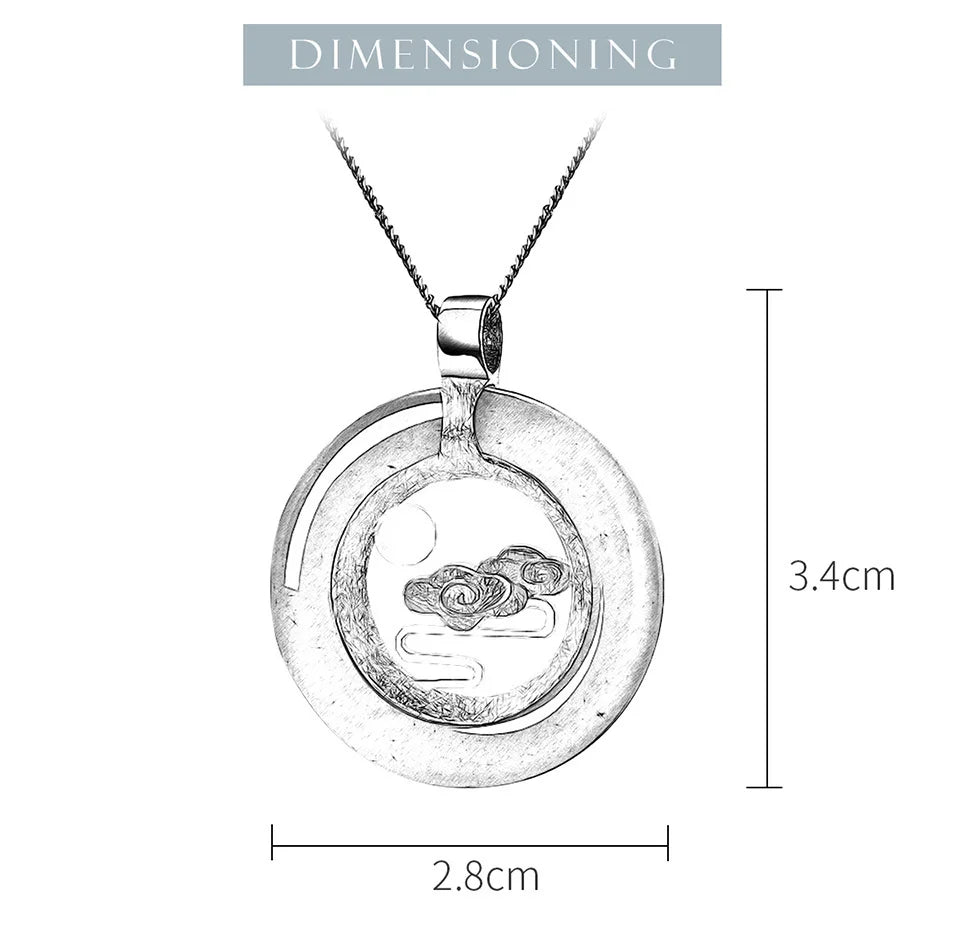 Lotus Fun Real 925 Sterling Silver Handmade Fine Jewelry Classic Oriental Element Peace Clouds Design Pendant without Necklace