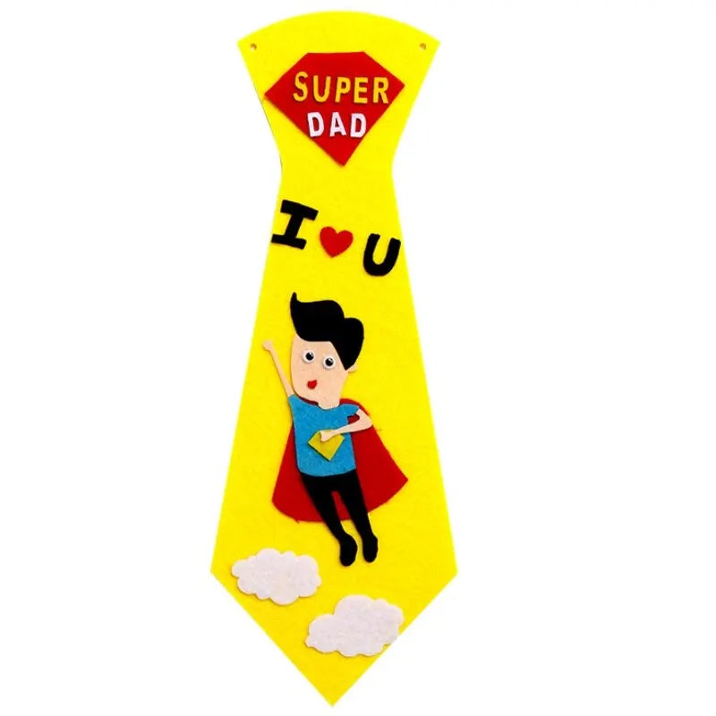 Kids DIY Ties Crafts Kindergarten Children Handmade Tie Educational Toys Fathers Day Birthday Gifts children Non Woven Clothing