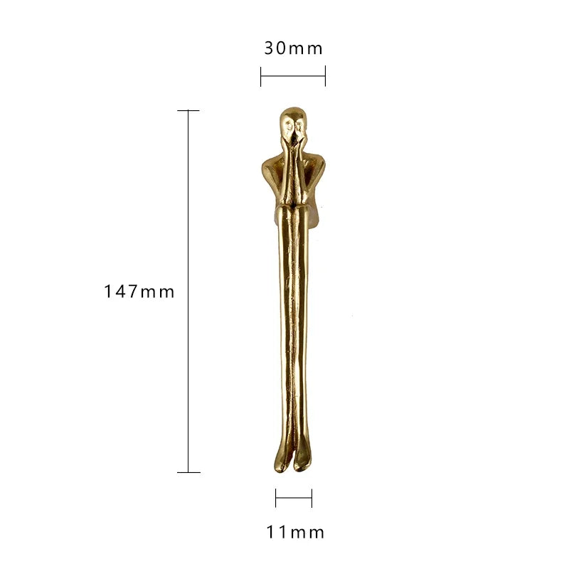 Brass Handle Nordic Modern Simple Wardrobe Door Cabinet Drawer Luxury Humanoid Copper Cabinet Creative Long Handle Drawer Knobs