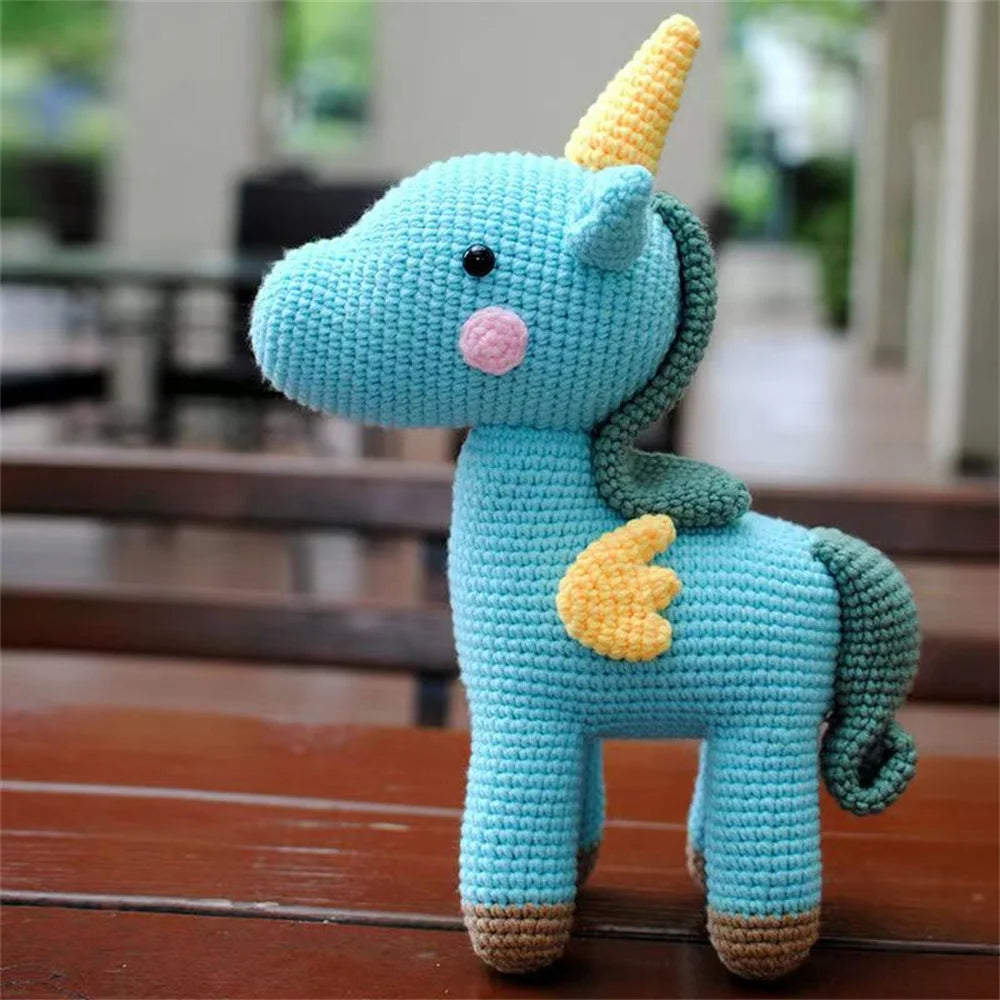 Unicorn Crochet Yarn Kit for Beginners DIY Animal Plush Doll Crochet with Yarn Hook and Accessories Hand Knitting Starter Kit Valentines Gift