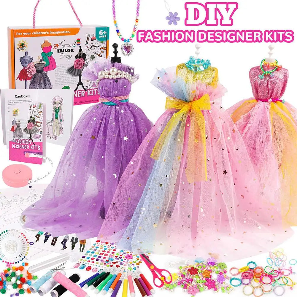 1 Set DIY Doll Children Handmade Material Package Girls' Clothing Creative Fashion Designer Kits For Your Children's Imagination