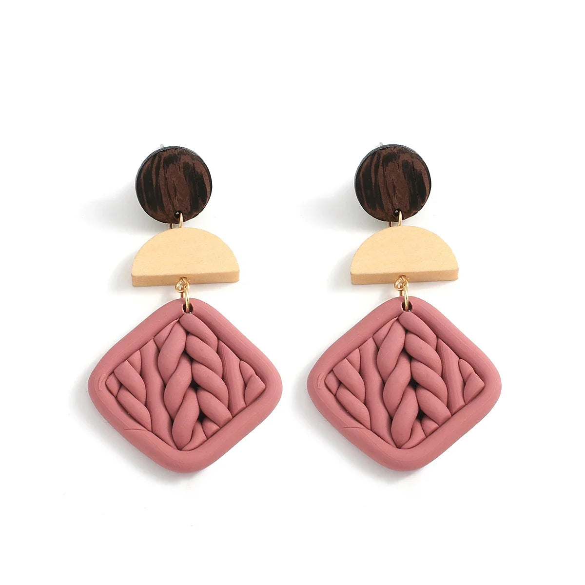 AENSOA Handmade Braided Flower Polymer Clay Earrings for Women Geometric Round Teardrop Floral Sweater Knit Earrings Jewelry