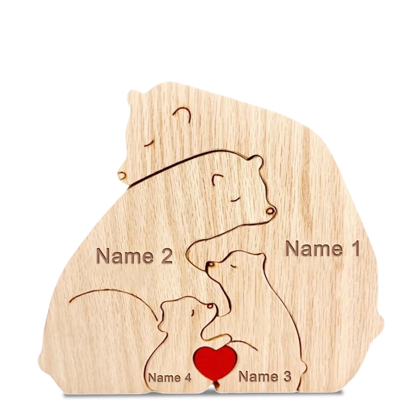 Custom Name Wooden Bear Family Ornaments Personalized Wood Carving Bear Puzzle Christmas Birthday Gift home decor action figure Valentines Gift