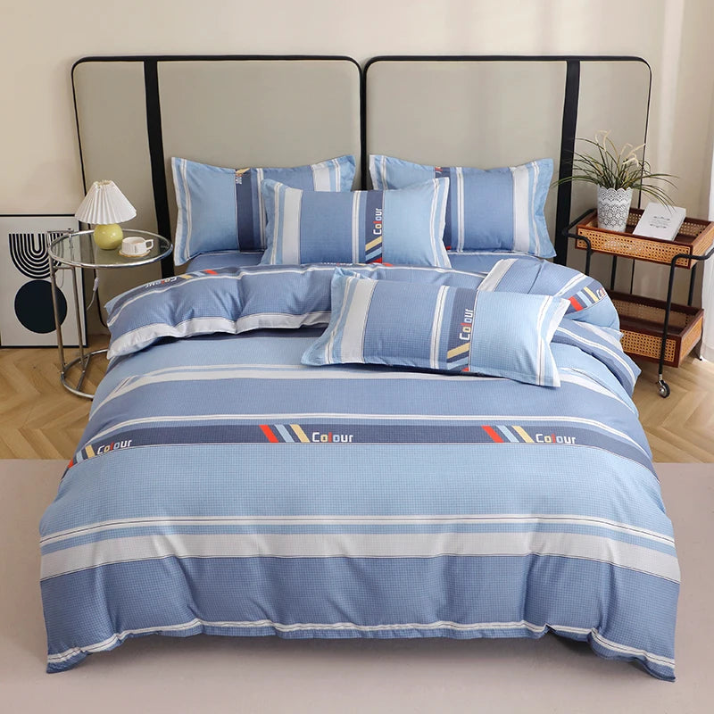 3 Pieces Luxury Striped Duvet Covers Soft Set Minimalist Modern Comforter Cover Thickened Breathable Bedding Sets for All Season