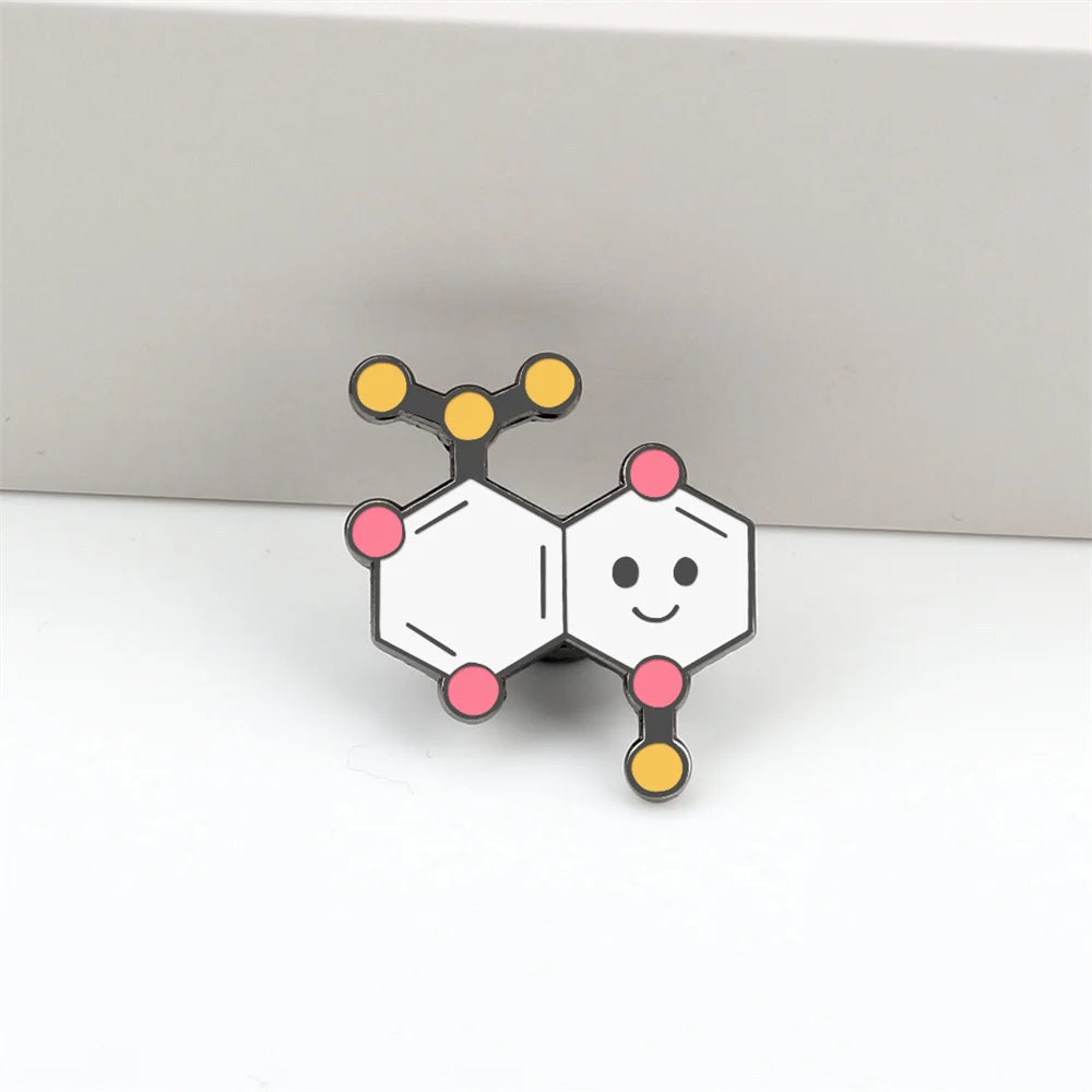 Science Enamel Pins Cartoon Chemistry Experiment Badge Element Molecular Structure Beaker Test Tube Brooches Bag Jewelry Gifts