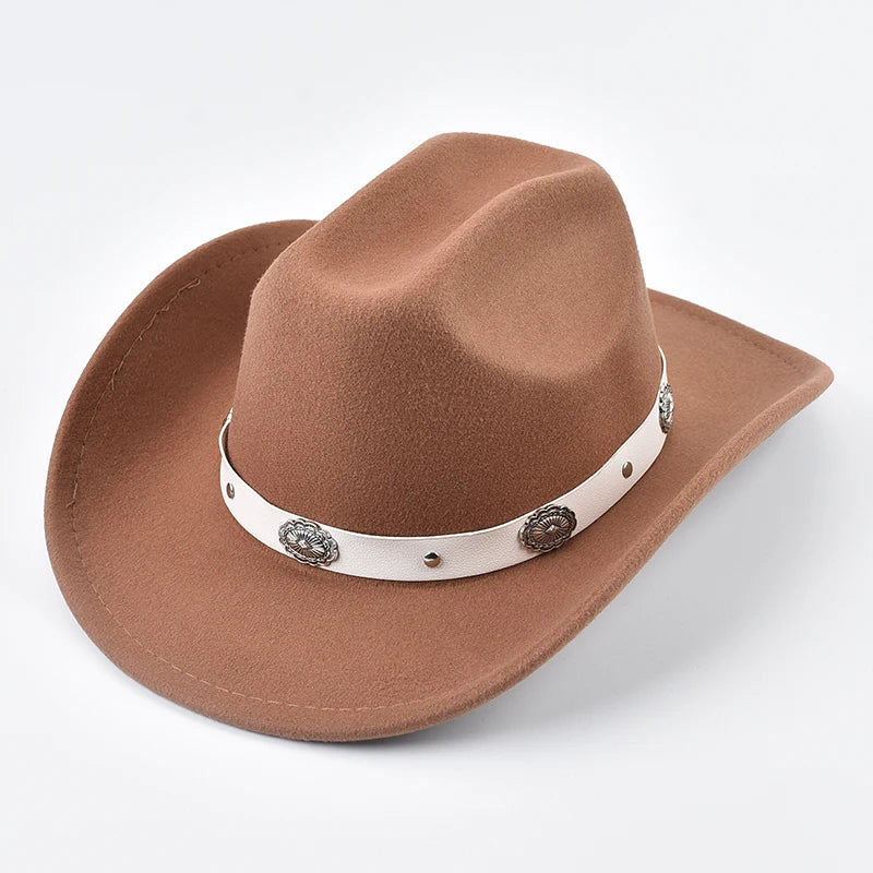 Western Style Cowboy Cowgirl Hat for Women's Fashions Felt Hats Suitable for Western Themed Events, Music Festivals, Matching