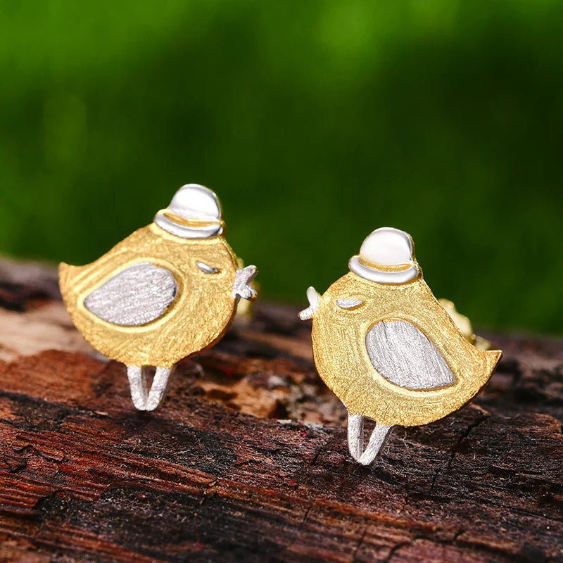 Lotus Fun Real 925 Sterling Silver Fine Jewelry 18K Gold Cute Butterfly Dragonfly Bee Stud Earrings for Women Dropship Wholesale