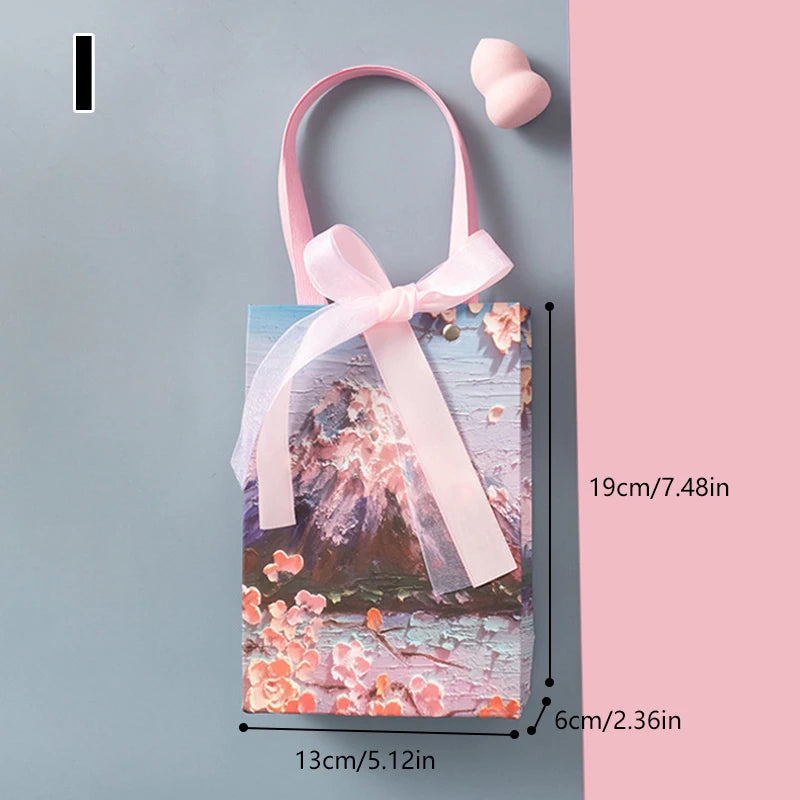 Flower Gift Packaging Bag 3D Cloud Oil Painting Paper Bag Valentine'S Day Birthday Wedding Party Favor Bag Clothes Store Handbag