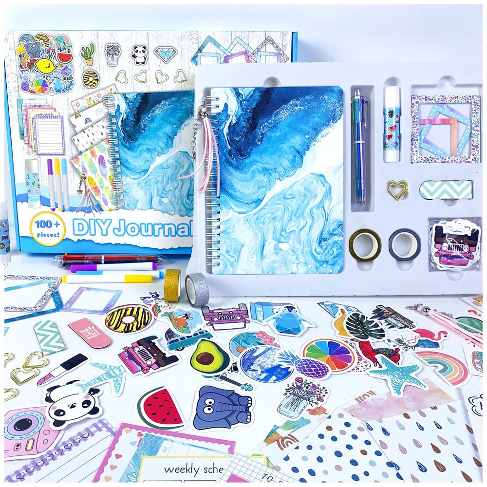 100PCS DIY Journal Kit For Girls Diary Supplies Stationery Set Cute Creativity Arts And Crafts For Teens Scrapbook Birthday Gift