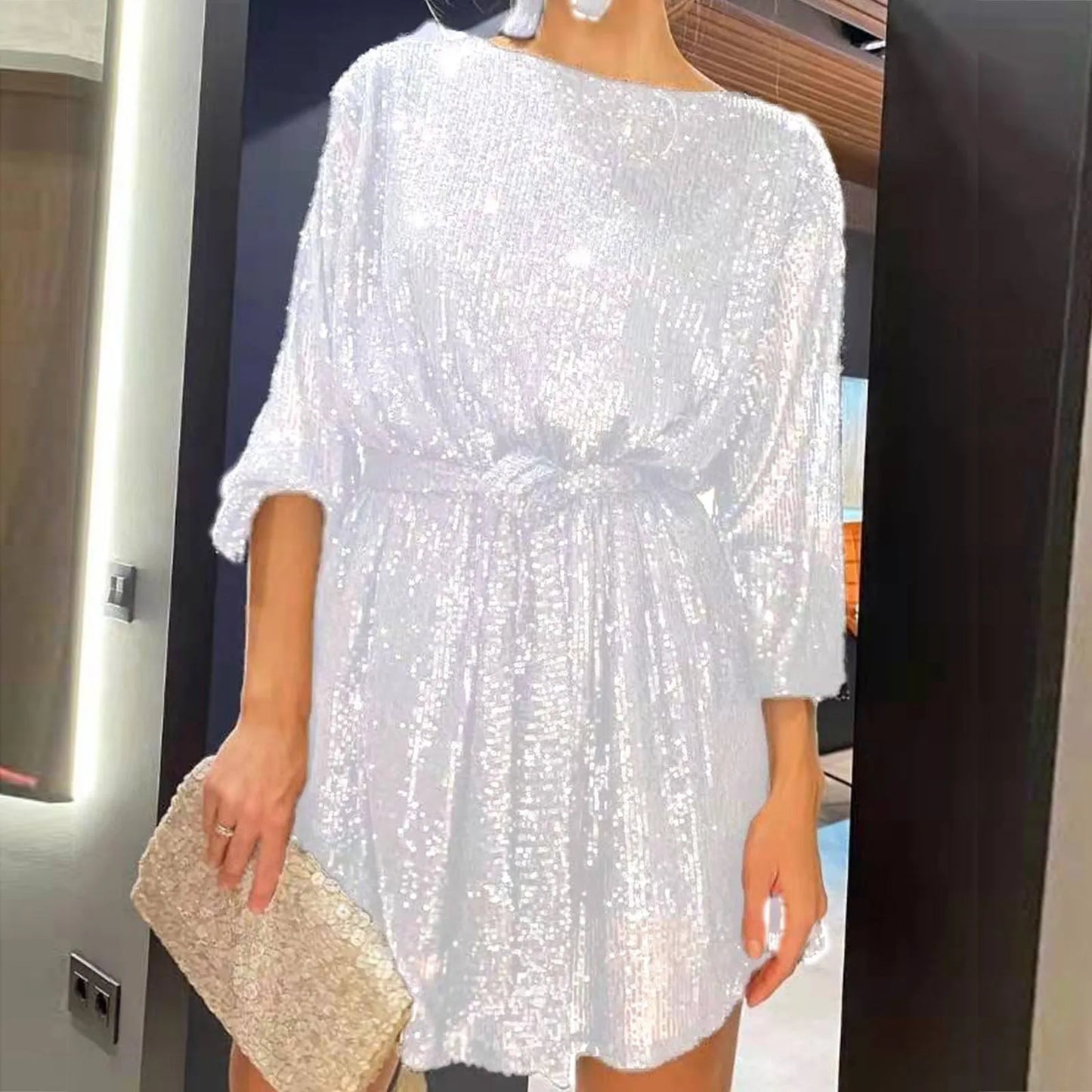 2024 New Women's Dress  Fashion Temperament Elegant Sexy Sequined Dresses Holiday Party Cocktail Party Dress Evening Dress