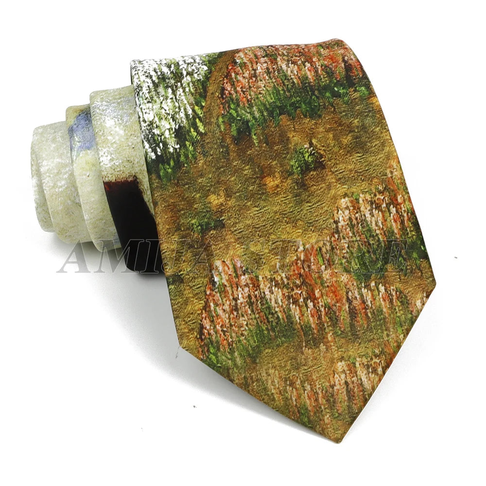 Vintage Imitation Silk Ties Men's Fashion 8cm Graffiti Painting Floral Necktie For Men Wedding Business Soft Printing Tie Wed Gi