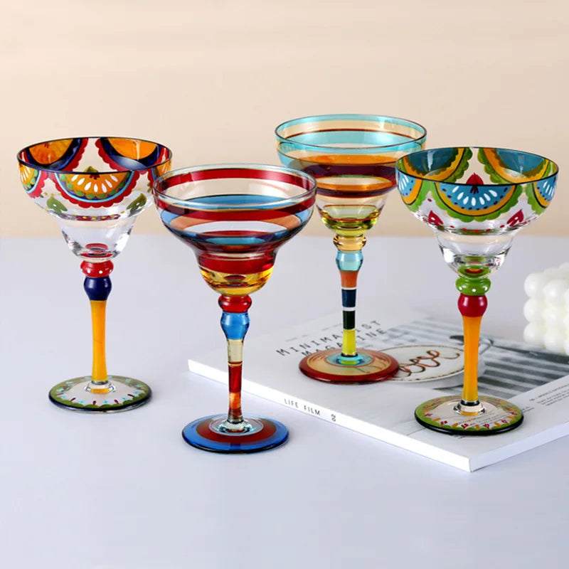 Handmade Colored Cocktail Cup Margarita European Cup Champagne Cup Creative Wine Glass Family Bar Wedding Party Wine Glass