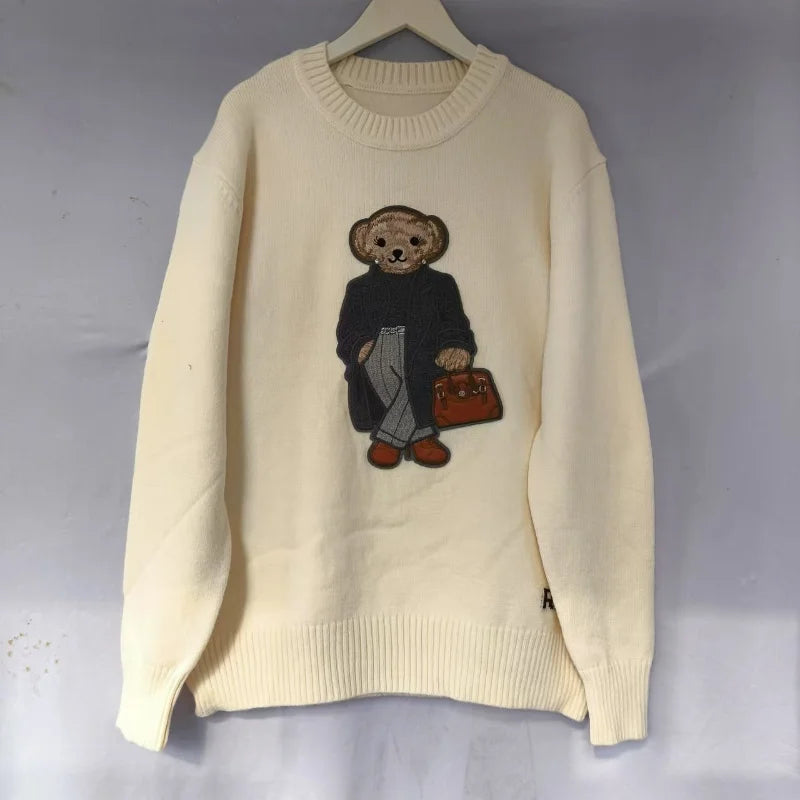 2025 New Rl High End Fashion O-Neck Loose Autumn Winter Warm Cashmere Knit Unisex Pullover Women's Ralphs Bear Sweater Jacket