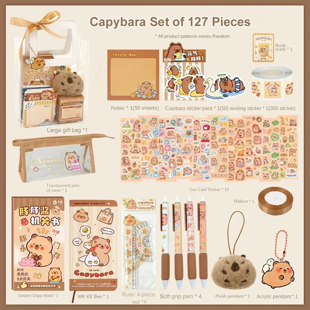 Kawaii Capybara Stationery Set Abundant Cartoon Birthday Gift Cute with Handbag Graduation Gift for Primary School Students