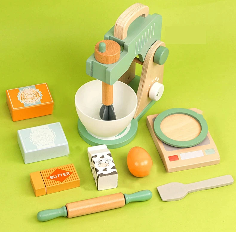 Wooden Kitchen Pretend Play Toy Tea Party Set for Little Girls Coffee Maker Set Cake Ice Cream Tea Playset for 3 4 5 6 Ages Girl