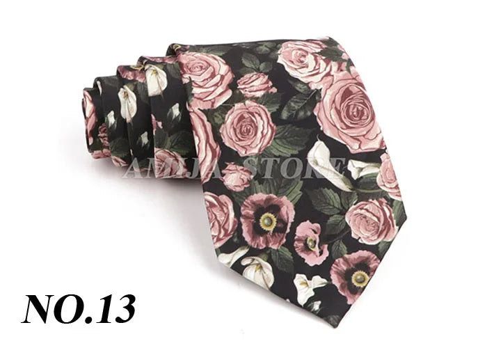 Vintage Imitation Silk Ties Men's Fashion 8cm Graffiti Painting Floral Necktie For Men Wedding Business Soft Printing Tie Wed Gi