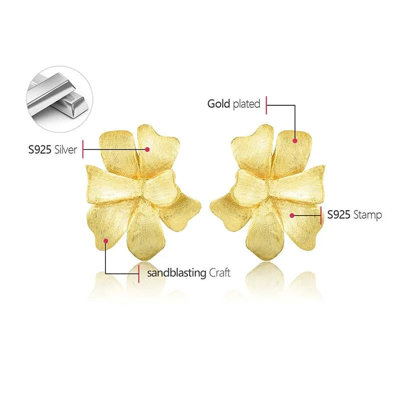 Lotus Fun Exquisite Unusual Flower Wedding Stud Earrings for Women Gift Real 925 Sterling Silver Luxury Quality Fine Jewelry