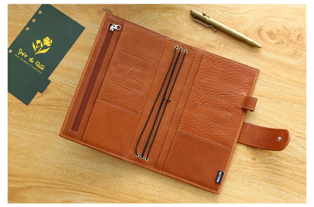 Moterm Travel Notebook Journal Companion Standard Planner Vegetable Tanned Leather Genuine Cowhide Organizer Diary