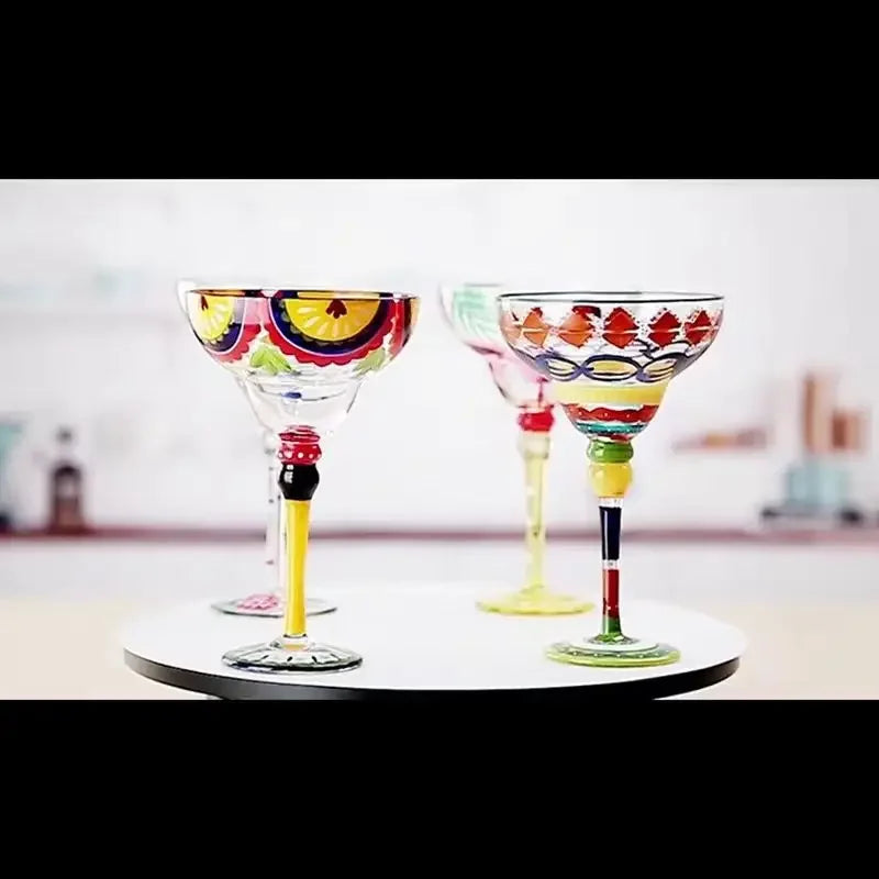 Handmade Colored Cocktail Cup Margarita European Cup Champagne Cup Creative Wine Glass Family Bar Wedding Party Wine Glass