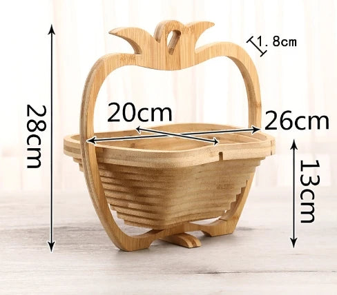 Foldable Fruit Basket Portable Bamboos Creative Snack Plate For Christmas Party Eco-Friendly Food Storage Organizer Kitchen Tool