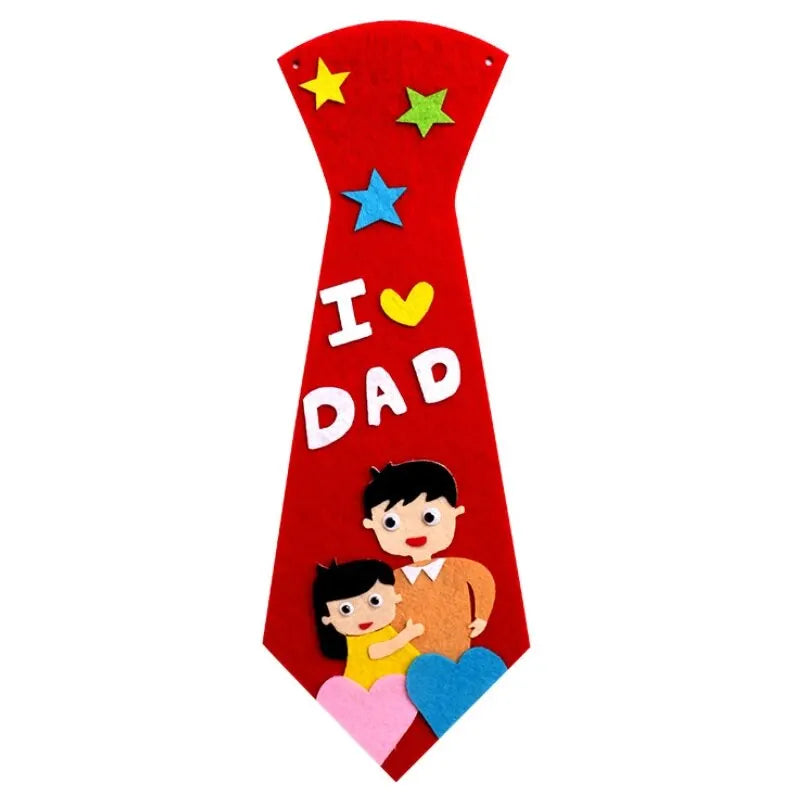 Kids DIY Ties Crafts Kindergarten Children Handmade Tie Educational Toys Fathers Day Birthday Gifts children Non Woven Clothing