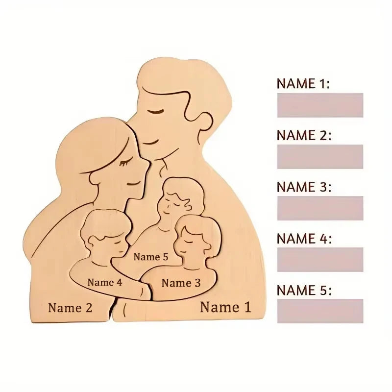 Wooden Family Puzzle Personalized Puzzles 2-5Names Birthday Anniversary Wedding Gifts for Women Men Customized Home Decor Valentines Gift