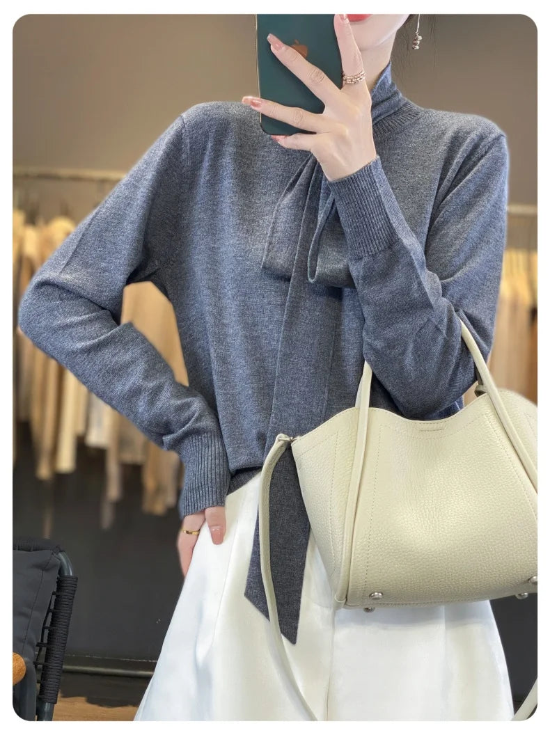 New round neck pullover sweater cashmere sweater women's autumn and winter knitted top long sleeved women's sweater