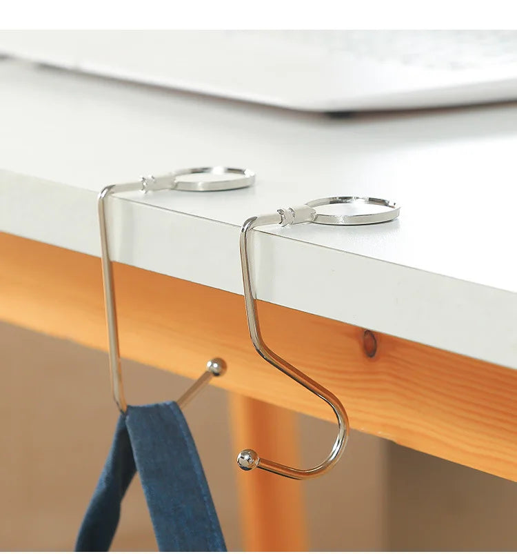 1pc Portable Students Desk Hook Hanger for Backpack Bags Storage Kitchen Cabinet Garbage Bag Hooks Desk Side  Office Organizer