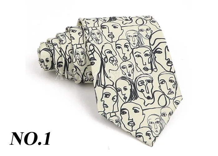 Vintage Imitation Silk Ties Men's Fashion 8cm Graffiti Painting Floral Necktie For Men Wedding Business Soft Printing Tie Wed Gi