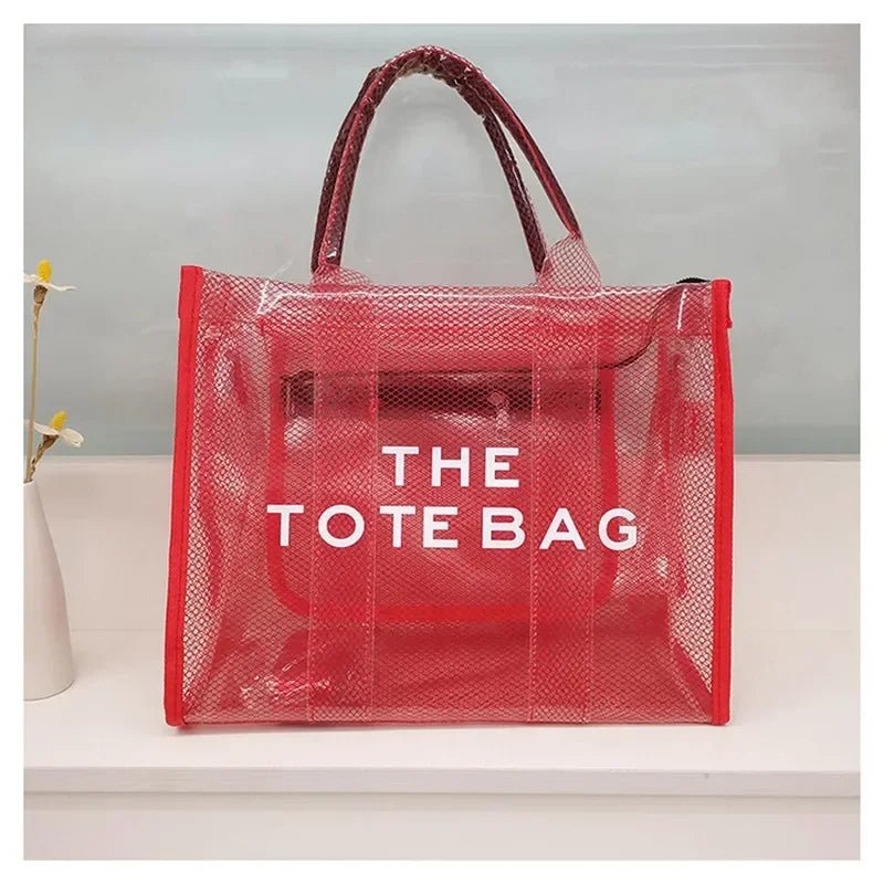 Summer The Tote Bags for Women Brand Designer Luxury Clear Beach Bag Ladies Pink Handbag Big Shopping Crossbody Totebag Hand Bag