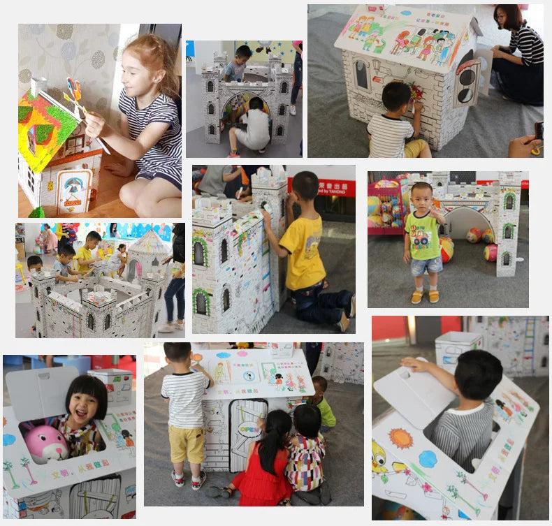 3D DIY handmade cardboard, creative cardboard, animals, graffiti, kindergarten models, cardboard toys, coloring, lions,