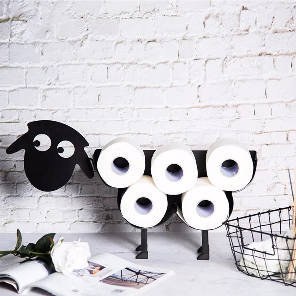 Sheep/Puppy Decor Toilet Paper Holder Free Standing Bathroom Tissue Storage Rack Toilet Roll Holder Paper Bathroom Iron Storage