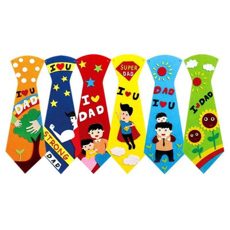 Kids DIY Ties Crafts Kindergarten Children Handmade Tie Educational Toys Fathers Day Birthday Gifts children Non Woven Clothing