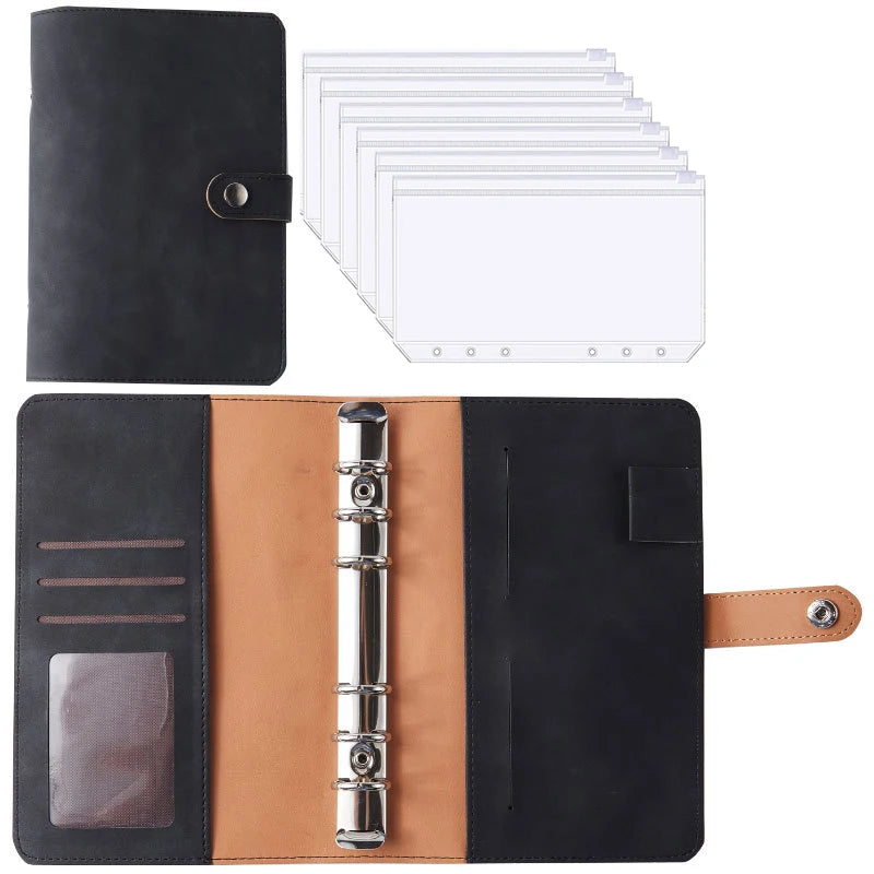 Good Material A6 PU Leather Budget Binder Notebook Cash Envelopes System Set Binder Pockets Money Budget Saving Bill Organizer Valentines Gift