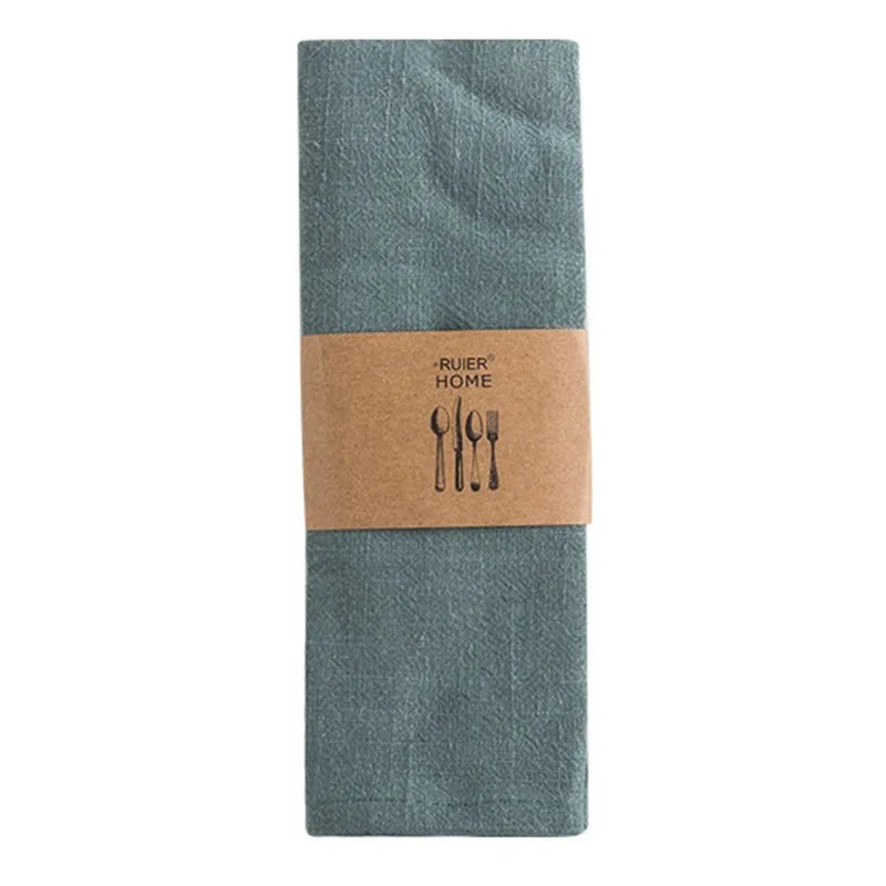 Reusable Cotton Linen Cloth Napkins 40x30cm Kitchen Dining Table Cleaning Towel Tea Napkin Hotel Restaurant Serving Table Cloth