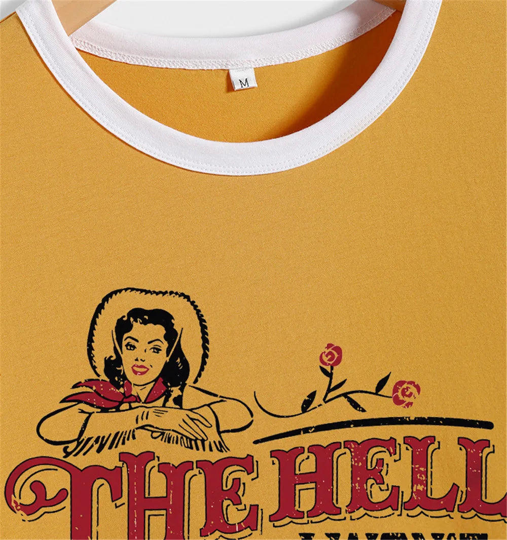 The Hell I Won't T Shirt Women Country Style Western Cowgirl Graphic Tees Short Sleeve Summer Basic T-Shirt Tops