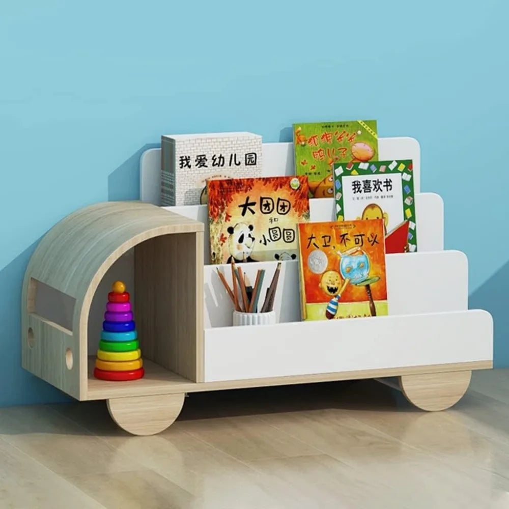 Bookcases Desktop Picture Book Shelf Car-Shaped Bookshelf Kindergarten Small Desk Storage Rack Gifts for Children )