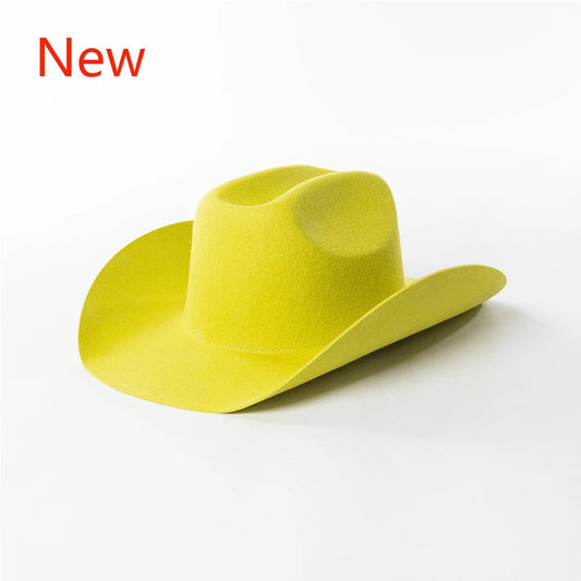 Cowboyhat autumn and winter new wool felt cowboy hat jazz hat European and American fashion casual curling cowboy hat