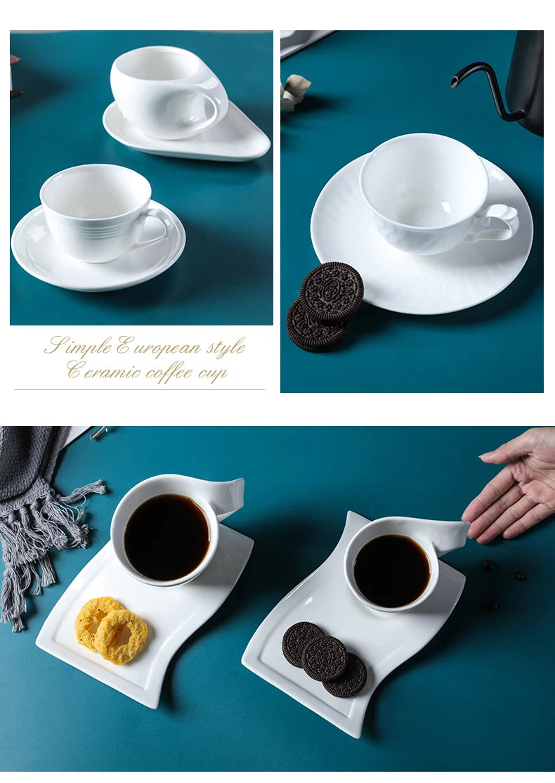 European Ceramic Mug Espresso Coffee Cup with spoon Dish Western Restaurant Hotel Coffee Cup Kitchen Supplies Drinking Utensils