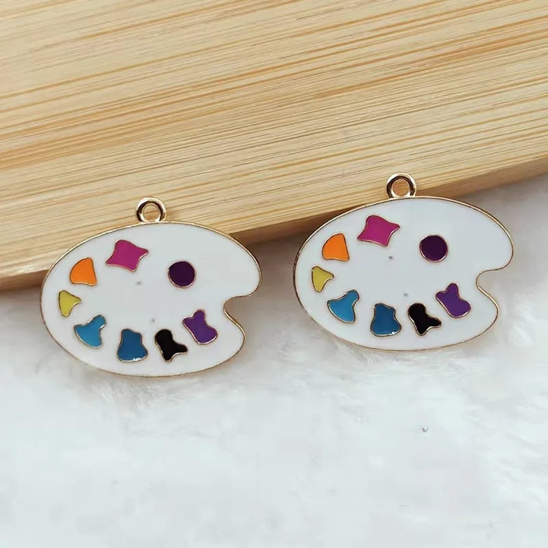 10pcs Enamel Charm Bright Artist Painting Palette Charm Pendant Suitable for Jewelry Making DIY Jewelry Handmade Craft Discovery